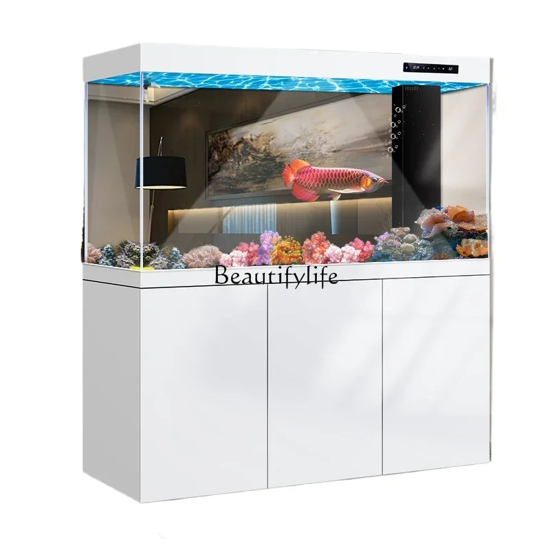 09Fish tank household living room floor medium and large ultra-white ecological screen bottom filter aquarium
