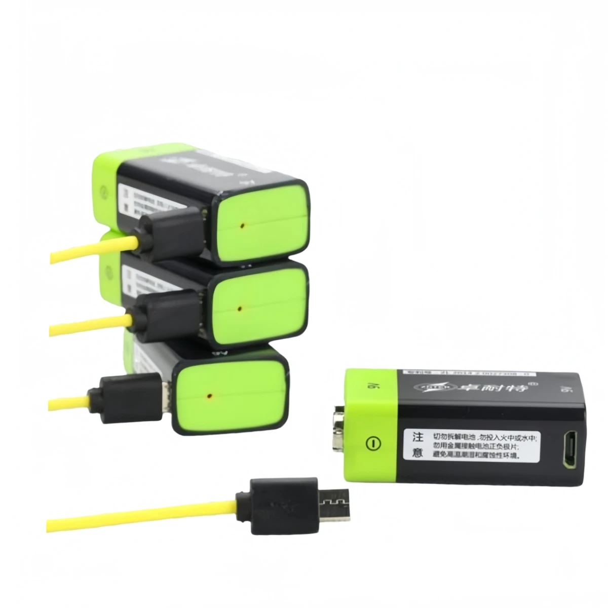 4PCS ZNTER 9V 600mAh rechargeable lithium battery 6F22 USB lithium polymer rechargeable battery + Micro USB charging cable