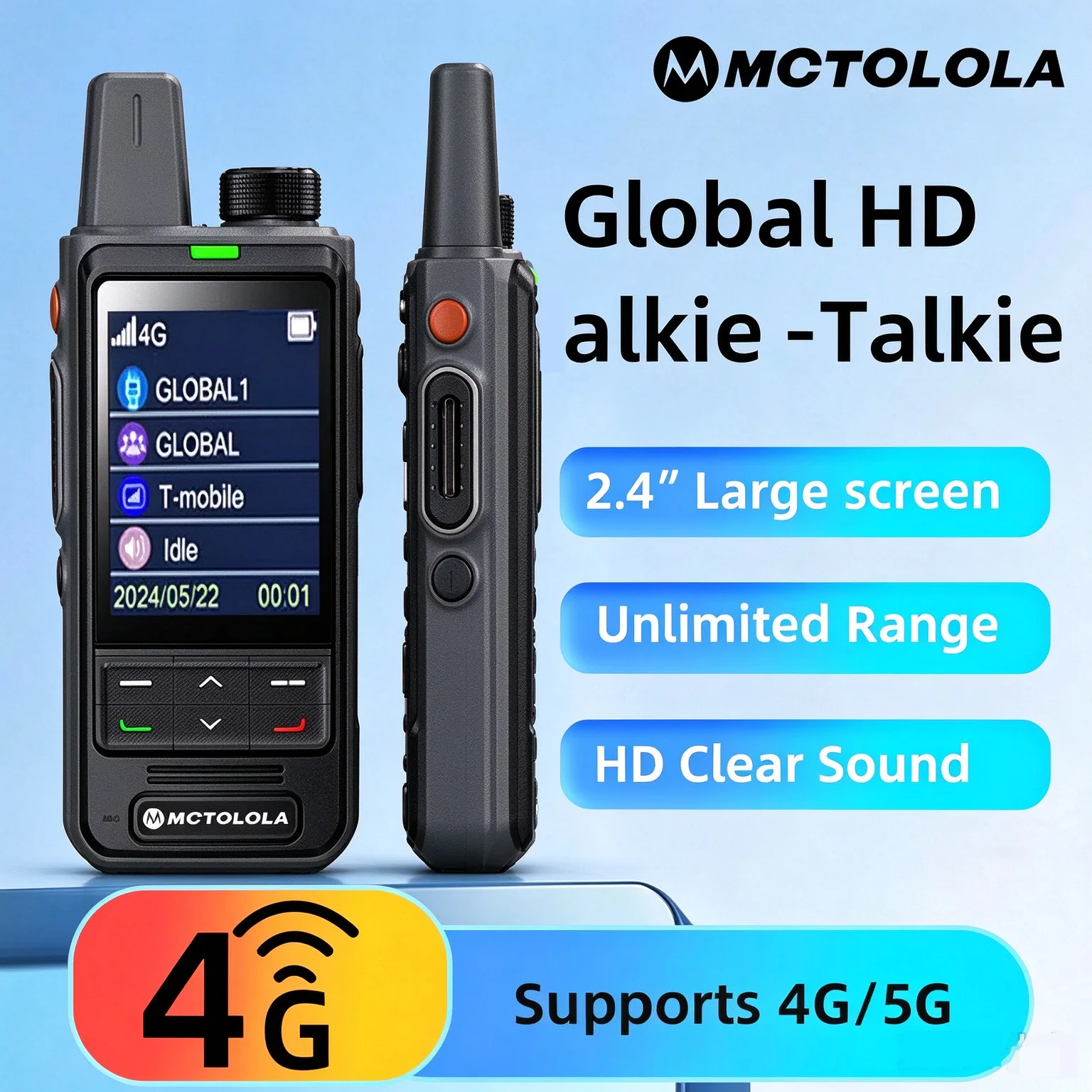 2PCS MOTOLOLA 4G SIM card lifetime free global POC walkie talkie 2.4-inch screen wireless support 5000 kilometers remote radio