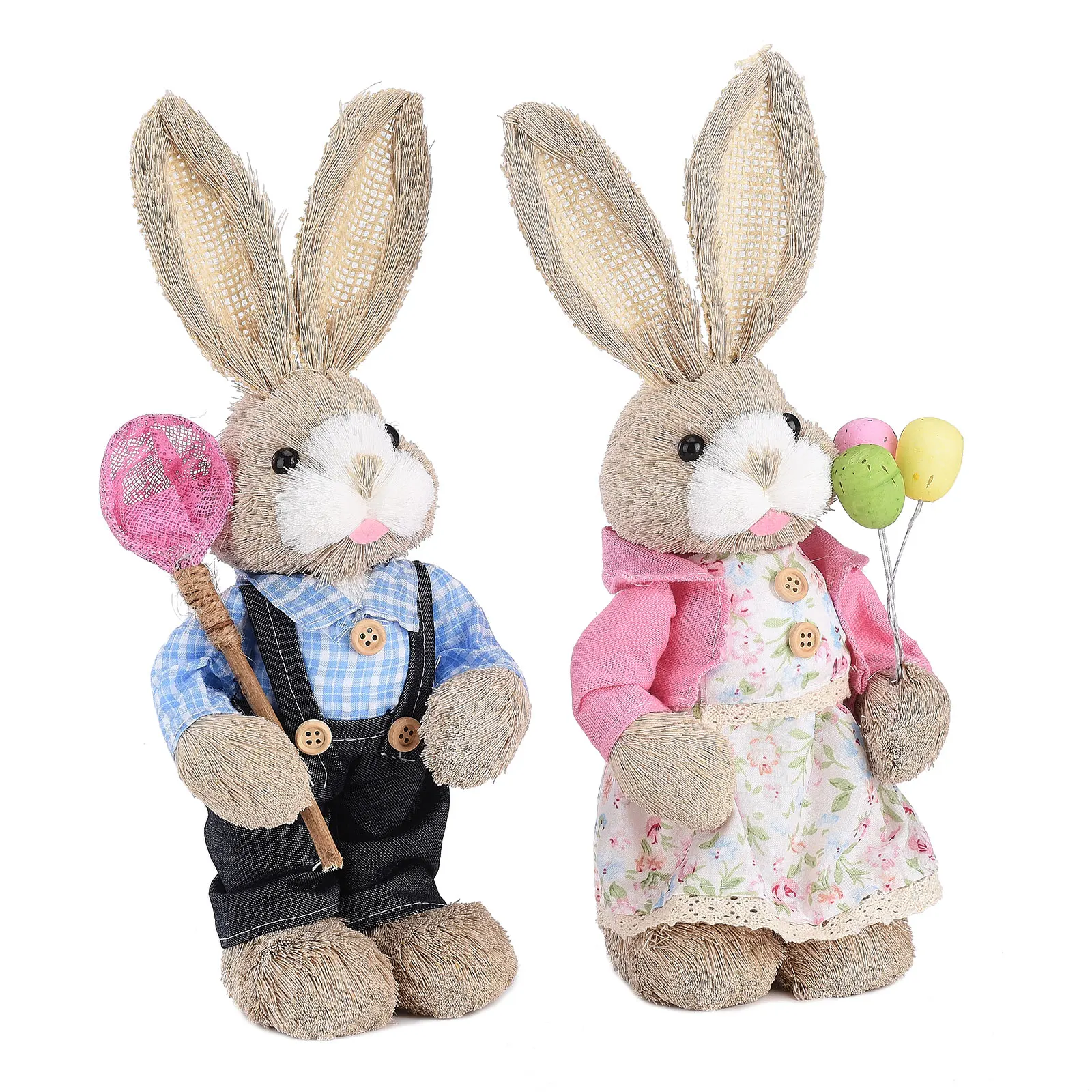 

Standing Bunny Figurine Rabbit Statues Straw Home Decoration Party Supplies Outdoor Shooting 35cm Perfect Gift Animal Ornament