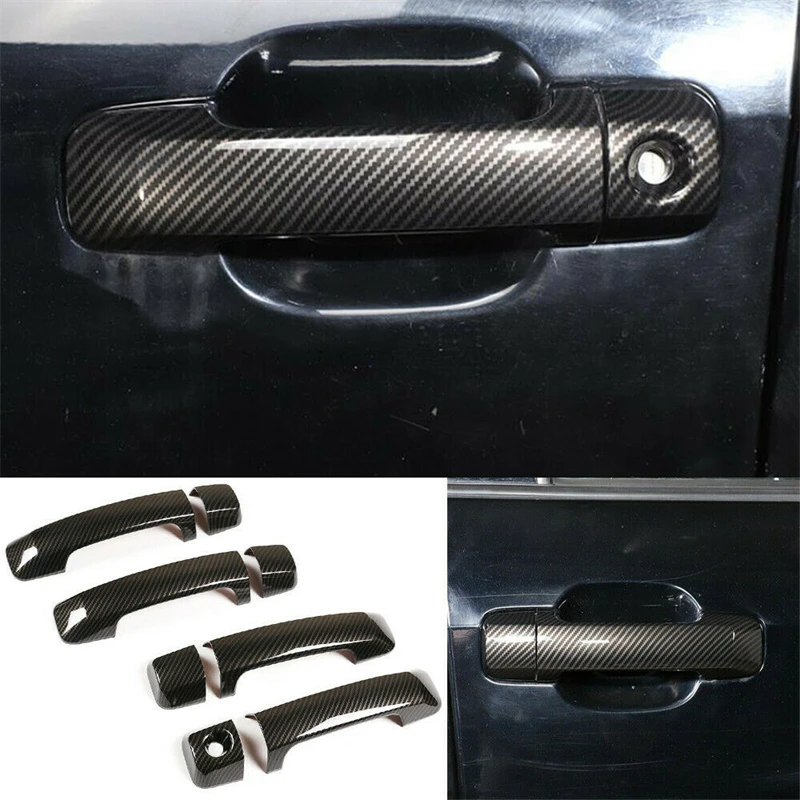 

8pcs Carbon Fiber ABS Side Door Handle Cover Fit For Toyota Tundra Sequoia 2007-2020