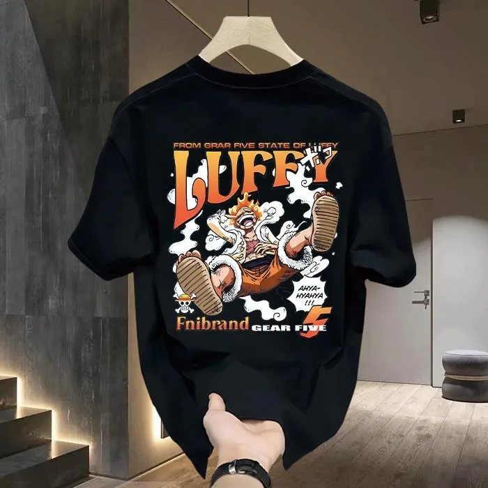 2025 신규 일본 만화 루피 프린트 반팔 티셔츠 (남녀공용)