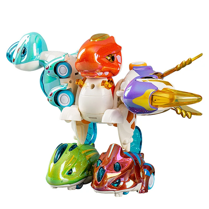 5 في 1 مزيج ديناصور سلسلة تحويل لعبة الإبداعية انبهار اللون ديناصور التراجع سيارة ترايسيراتوب تشوه سيارة لعبة