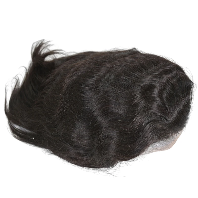 Mono PU Lace Front Men Toupee With Bleached Knots Indian Remy Natural Human Hair Male Men Capillary Prosthesis System Units 8x10