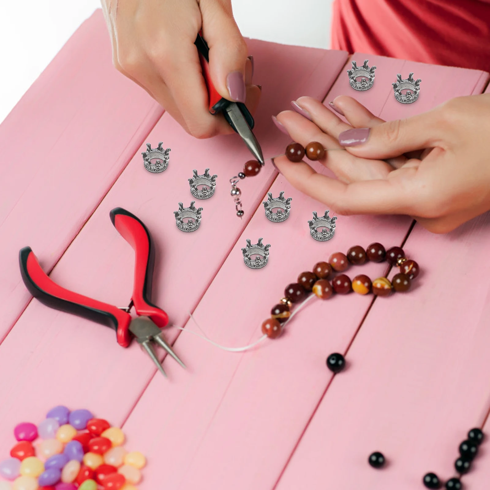

60 Pcs Mini Crown Jewelry Accessories Charm Bulk Jewelry-making-charms Crown-shape Alloy