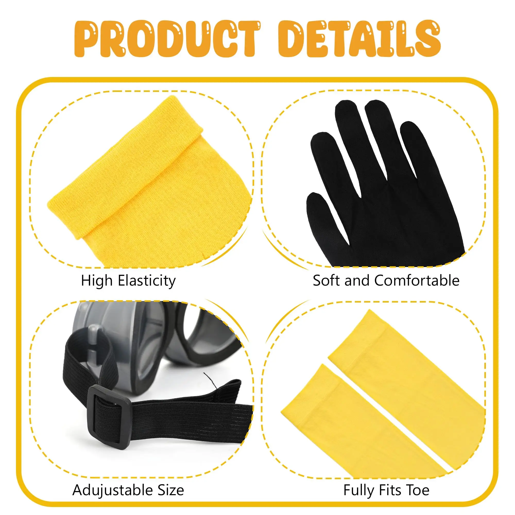 Halloween Kostüm Erwachsene Gelbe Beanie Hüte Handschuhe Steampunk Brille Brille Rock Hosenträger Socken Für Mädchen Jungen Cosplay Set