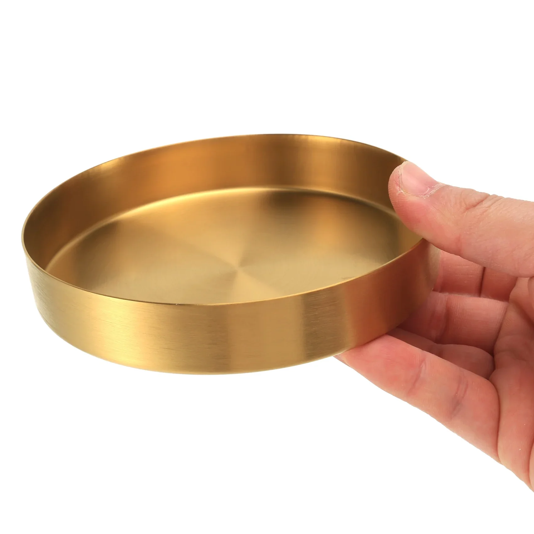 yesABDR-Round Gold Tray,Metal Decorative Tray Makeup Tray Organizer For Vanity,Bathroom,Dress,Matte Brass Finish