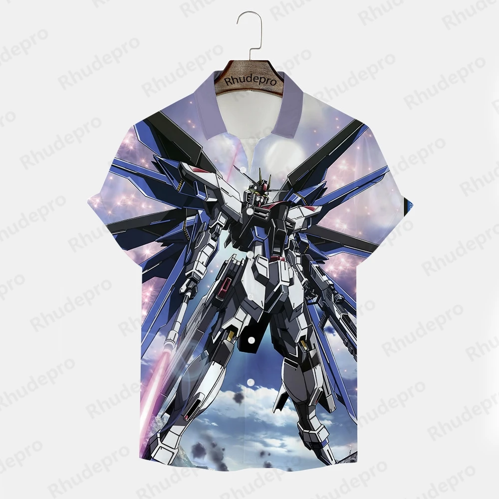 

Gundam Model Shirt For Men Oversized Men's Shirt Clothing Trend Shirts Anime Cosplay Y2k Tops Summer Harajuku Style Children's