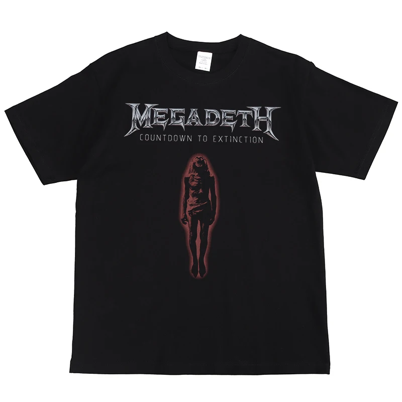 Summer T Shirt MEGADETH Rock Band Print 100% Cotton Tee Short Sleeve Men's T Shirt Hip Hop Vintage Rock Band Fans Clothing Tops