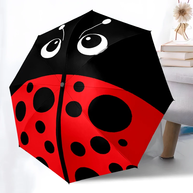 Cartoon Ladybug Umbrella, Lightweight & Portable, 8-Rib Iron Frame, Perfect for Outdoor Travel, Home Accessory, Christmas Gifts