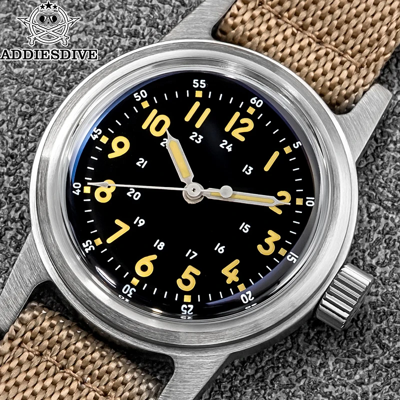 ADDIESDIVE AD2076 36mm Automatic Mechanical Watch Double Domed Wristwatches Super Green Luminous 200M Waterproof Vintage Watches