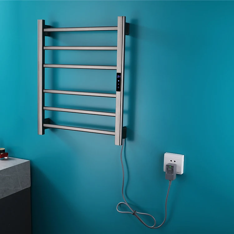 Black Gray Gold Brushed Bathroom Thermostat Electric Heating Towel Warmer Dryer Rack Wall Mounted Smart Bath Towel Rail Holder - view 5