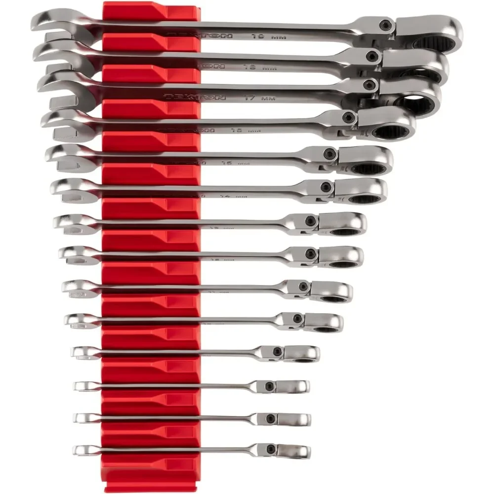 

Flex Head 12-Point Ratcheting Combination Wrench Set with Modular Organizers, 14-Piece (6-19 mm) | WRC95302