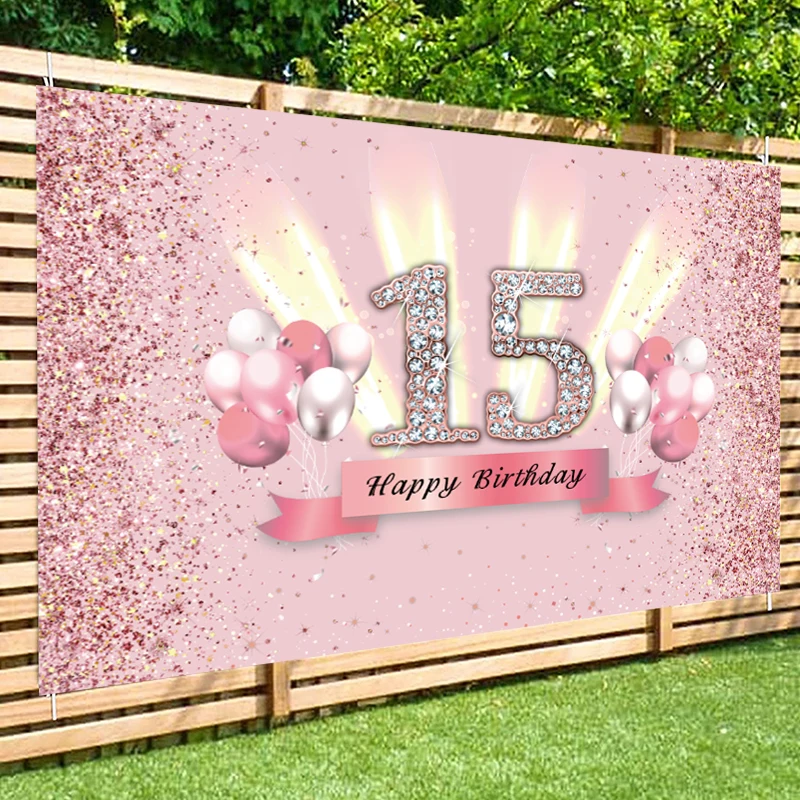 Quinceanera 15th Birthday Backdrop for Girl Boy 15 Years Old Sweet Fifteen Party Decorations Banner Photo Background Props Cloth