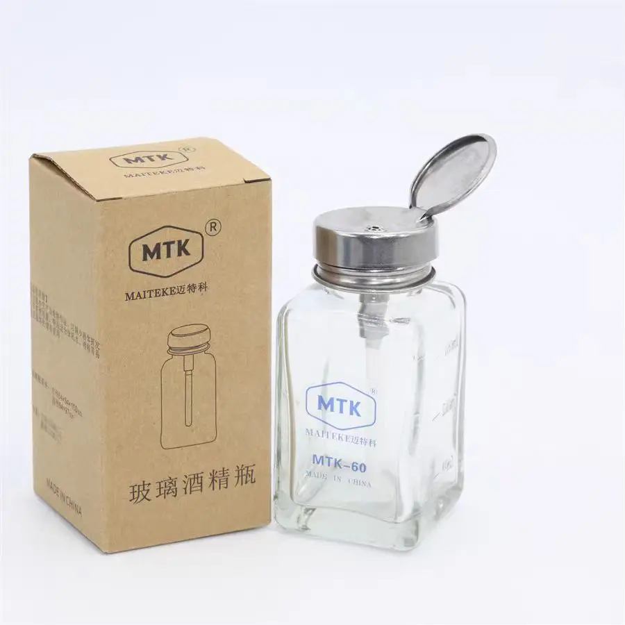 MTK-60 180ML Square Glass Alcohol Bottle With High Sealing and Leak Proof Mobile Phone Repair  Cleaning Tool