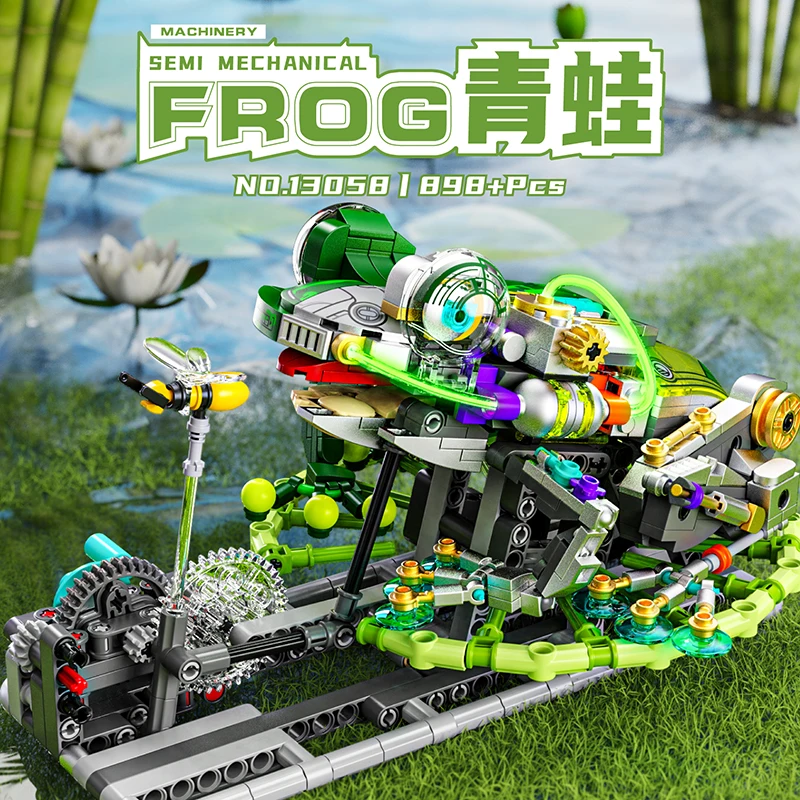 

Mobile Tongue Mechanical Frog Building Blocks Set STEM Science Toys Building Blocks Clockwork Electric Model Creative Gift