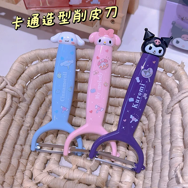 

Mniso Sanrio Hellokitty Kuromi Cinnamoroll Kitchen Scraper Teen Heart Stainless Steel Vegetable Peeler Kitchen Accessories Tools