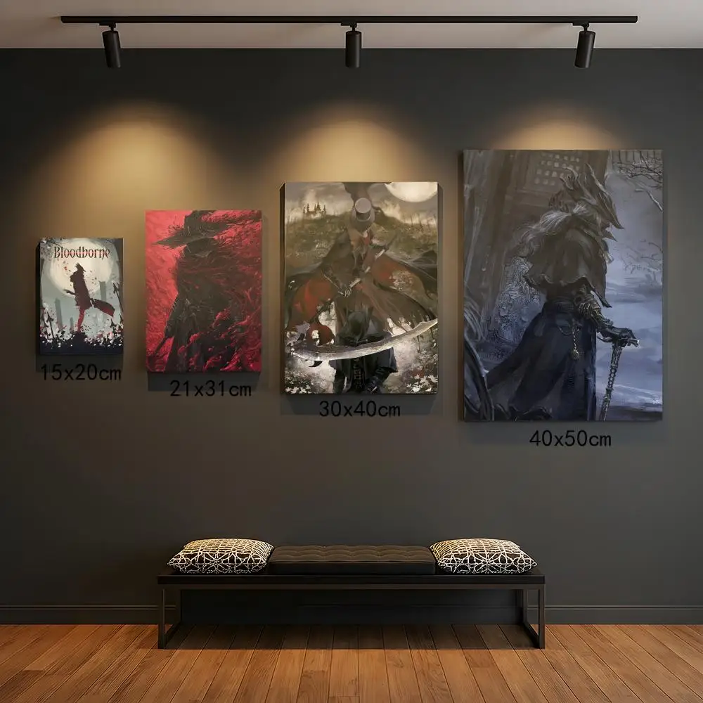 Dark Hunter B-Bloodborne Game Classic Anime Poster Premium PP-Wandaufkleber – zum Abziehen und Aufkleben, HD-Druck, wasserfeste Heimdekoration