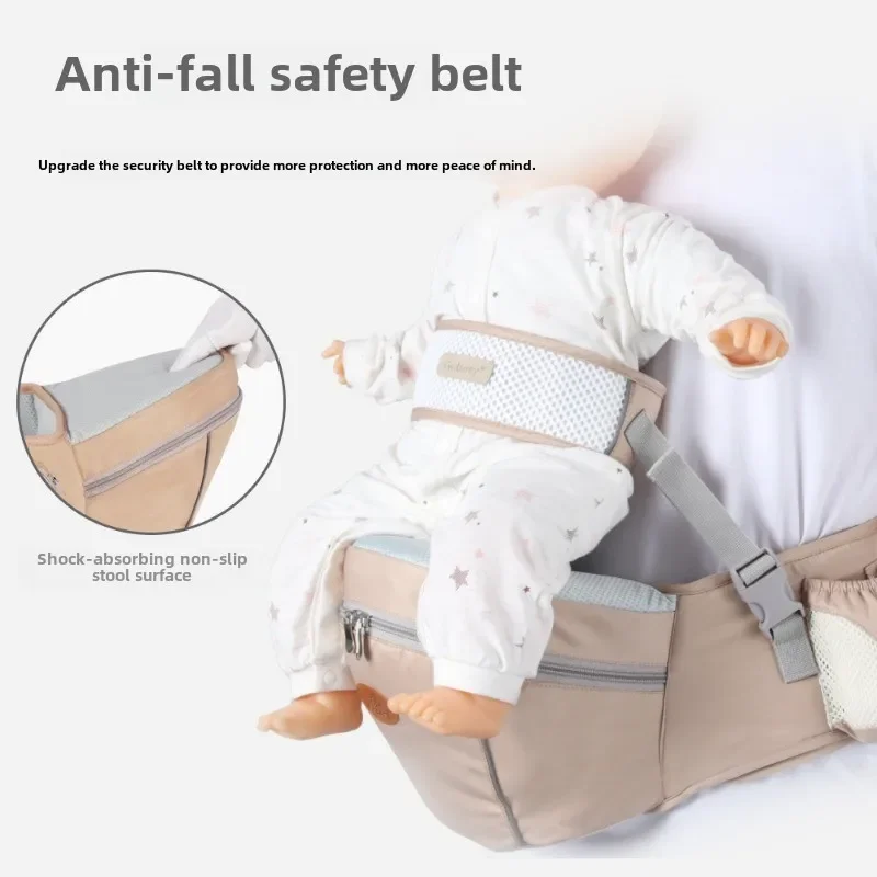 Ergonomic Breathable Baby Hip Seat Carrier Lightweight Newborn Toddler Front Facing Carrier with Lumbar Support and Pocket