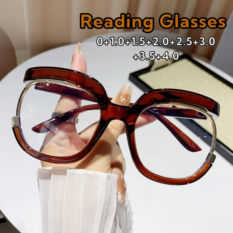

2025 New Trendy Personalized Owl Round Frame Presbyopia Glasses Women's and Men's HD Anti Blue Light Eyeglasses 0 To +4.0