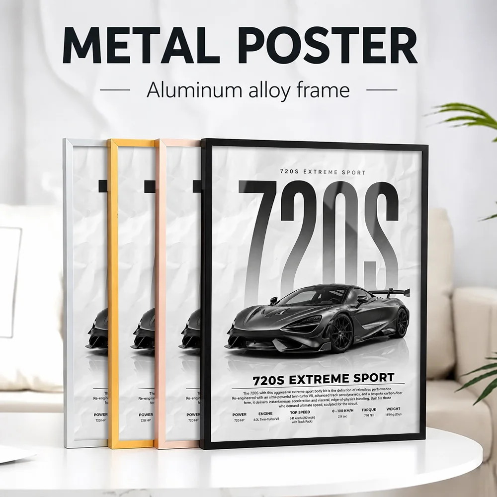 United Kingdom 720S Extreme Sport Car Metal Poster With Aluminum Alloy Frame Customized Photo Modern Style Wall Art For Garage