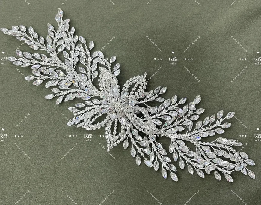 أوراق الصنوبر أوراق طويلة مصنوعة يدويًا فستان زفاف موري شخصي زي الرقص إكسسوارات المسرح أغطية الرأس إكسسوارات الشعر