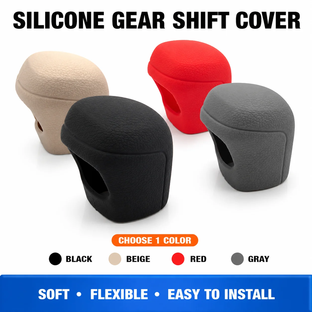 Anti-Slip Silicone Automatic Gear Shift Knob Cover Compatible with Toyota C-HR Camry Corolla Universal Shifter Handle Protector