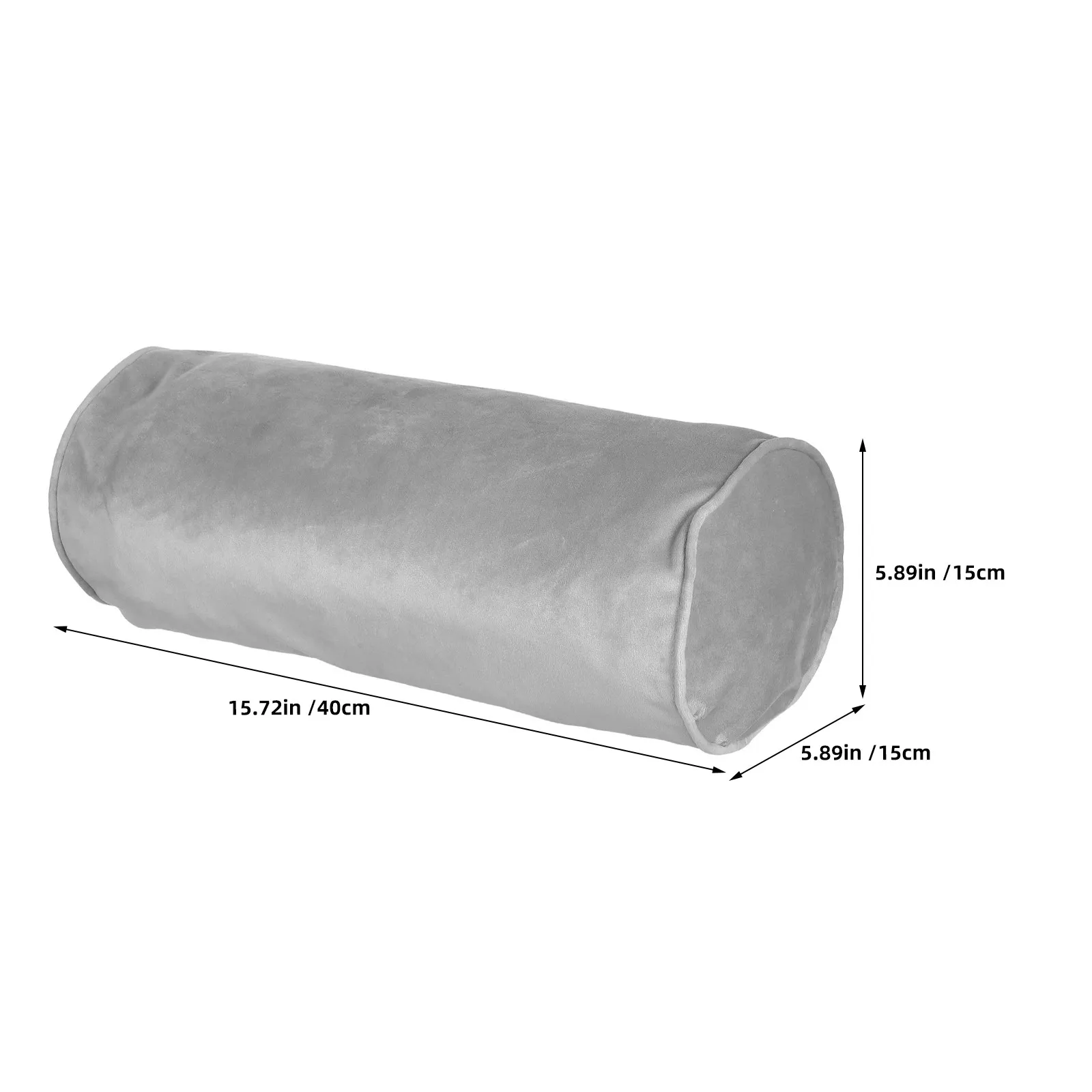 2Pcs Neck Pillowcase Covers Cylinder Shape Tube Pillow Covers Hidden Zipper Removable Washable Protective Bolster Cover Grey