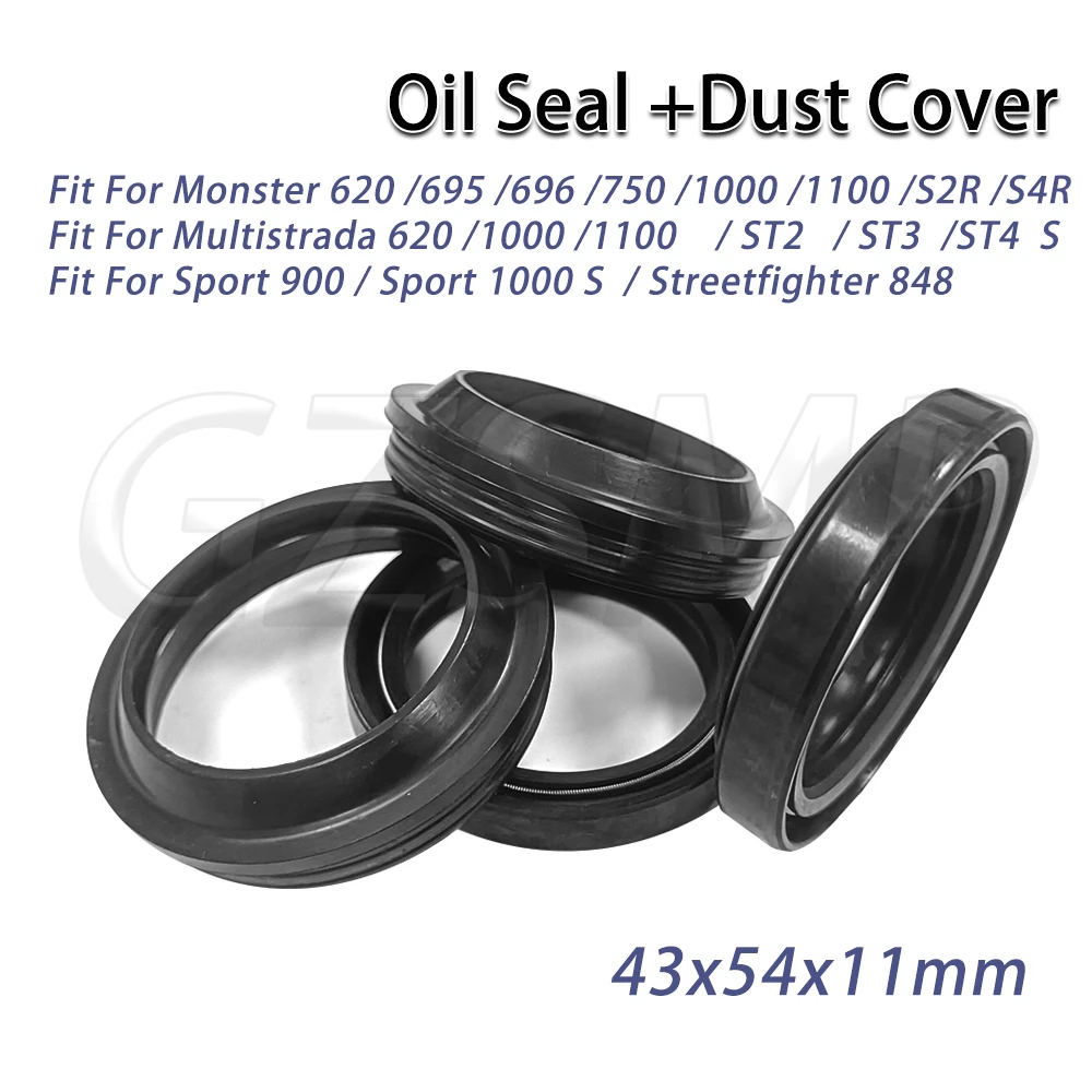 

Front Fork Oil Seal & Dust Cover 43x54x11 Fit for Ducati 748 749 916 1098S Monster 696 750 1000 Streetfighter 848