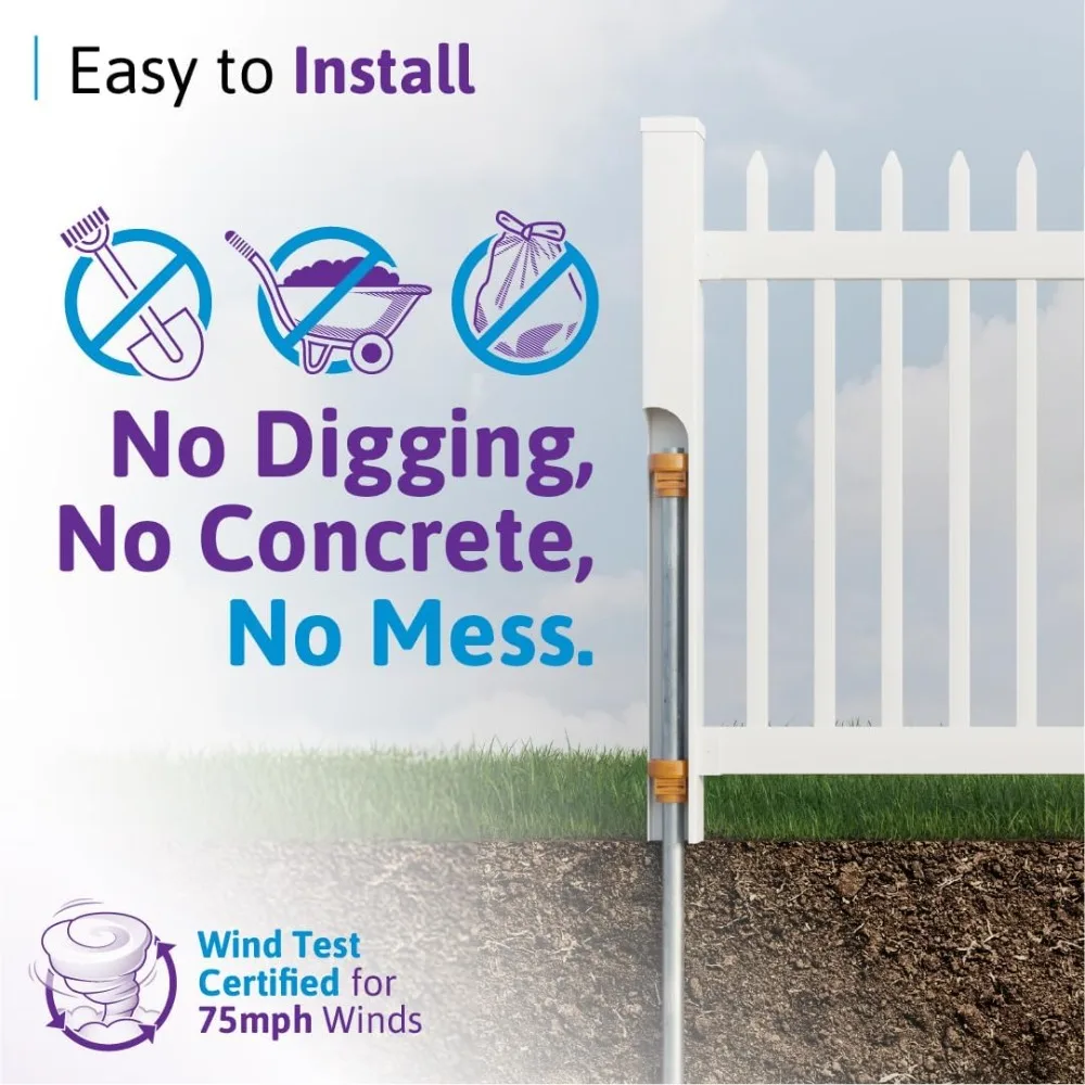 طقم سياج من الفينيل بطول 4 أقدام ارتفاع × 6 أقدام - لوحة واحدة + 1 عمود، مدلاة بيضاء، سهلة التركيب بنفسك
