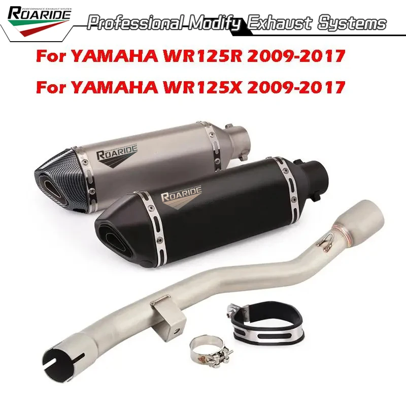 

For YAMAHA WR125R WR125X 2009-2017 Motorcycle Exhaust System Mid Connect Pipe Stainless Steel 370mm Muffler Escape DB Killer