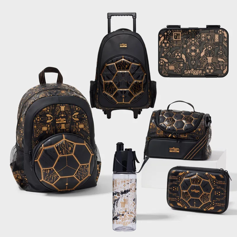 

New Australian Smiggle Black Circuit Football School Bag Kids Backpack Primary School Student Backpack Large Capacity Sports Bag