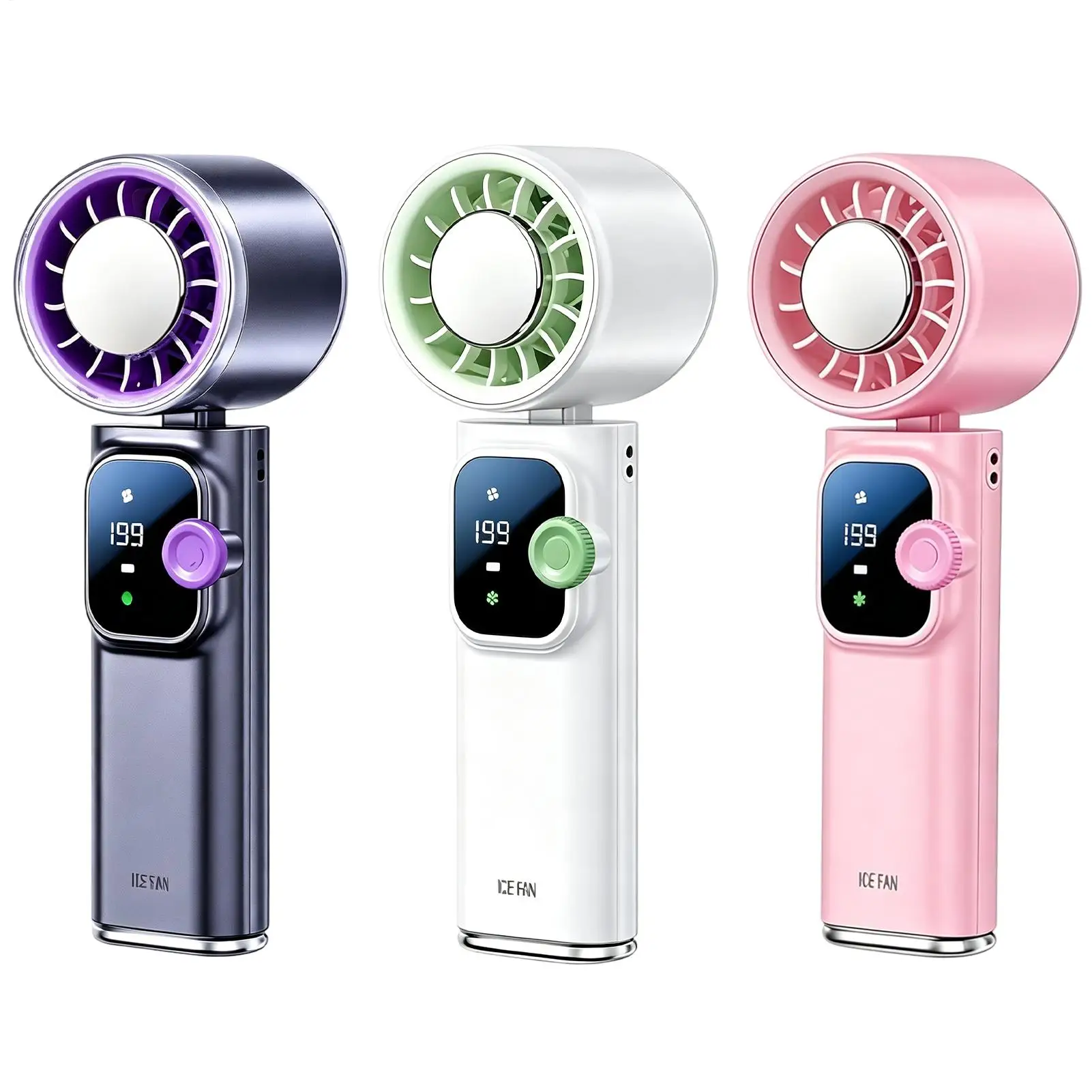 

Handheld Fan 199-Speed Variable Cooling Fans 4000mAh Rechargeable Foldable Hanging Cooler Portable Long Battery Personal Fan