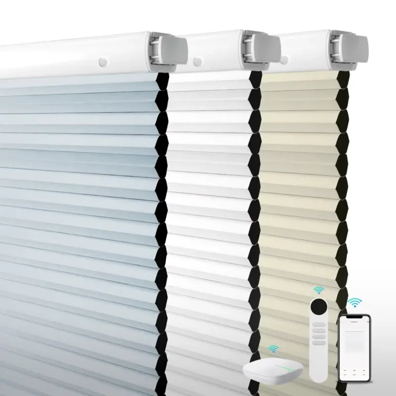 OEM Customization No Drill Automatic Smart Home Electric 100% Blackout Motorized Cellular Shades Honeycomb Blinds for Window