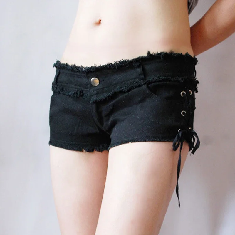 Low Waist Women's Hot Shorts Sexy Tassel Vintage Denim Booty Jeans Shorts High Street Cute Micro Mini Shorts Nightclub Wear