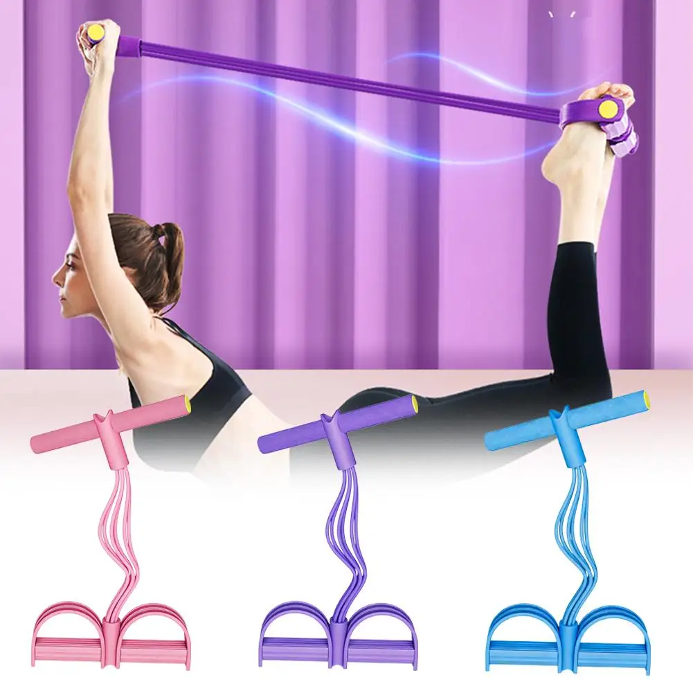 Multi Tube Elastic Pedal Puller Resistance Band Sit Up Handle Tension Ropes for Home Gym Fitness Workout Training Accessorie