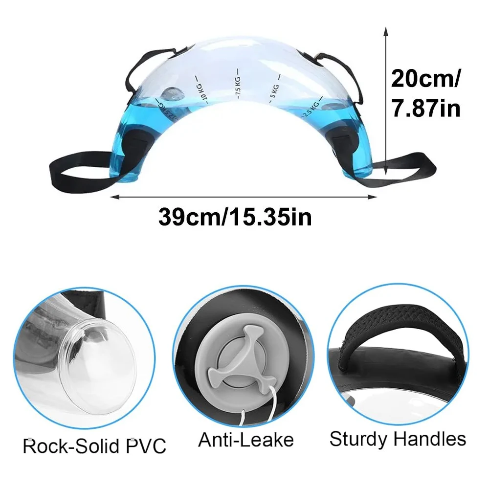 Transparent Aqua Bag Weights,Reusable Fillable Water Weights for Home Workout,Adjustable & Portable Foldable Fitness Equipment