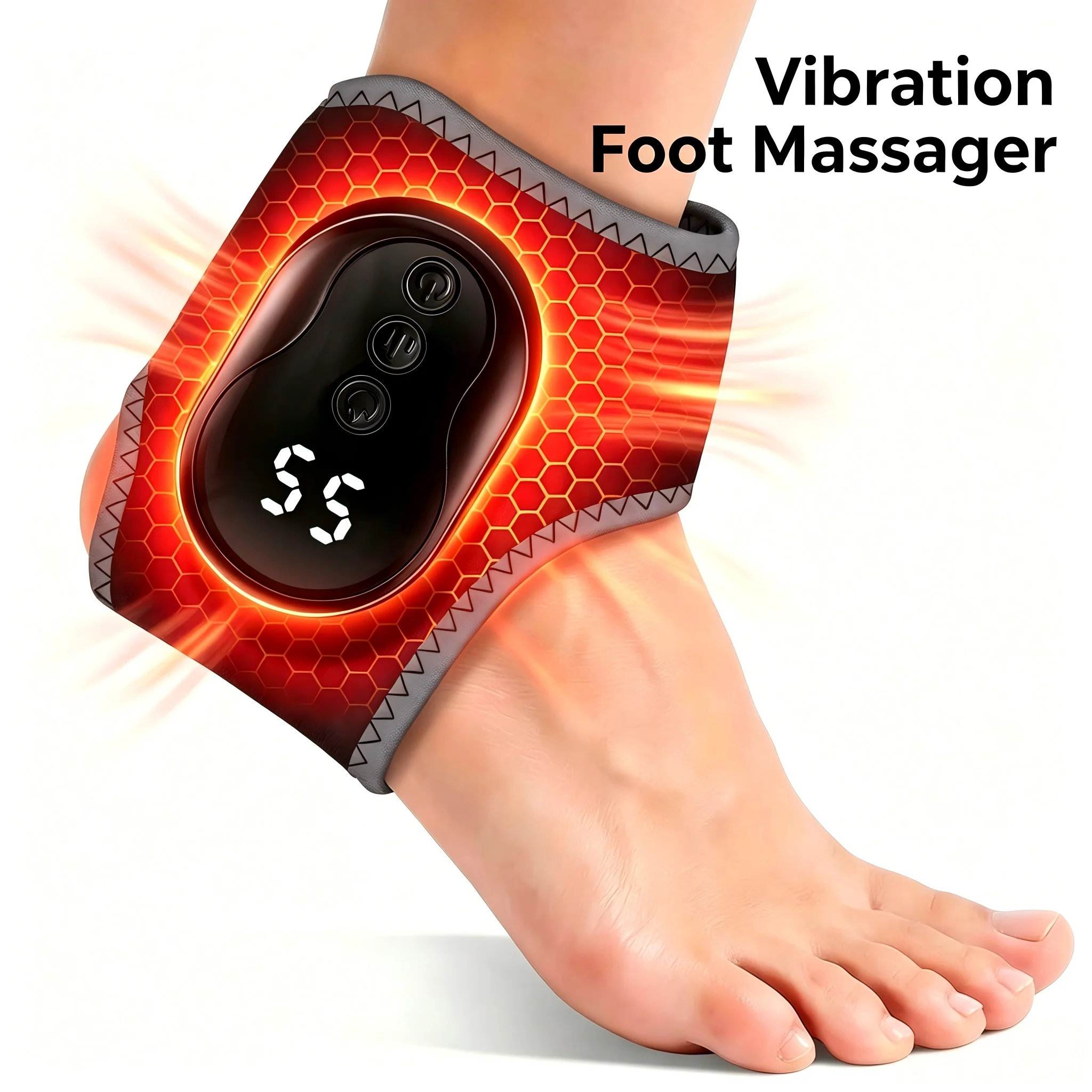 Electric Cordless Ankle Guard Massager for Right or Left Foot Adjustable Vibration Rechargeable Foot Massager Foot Protect