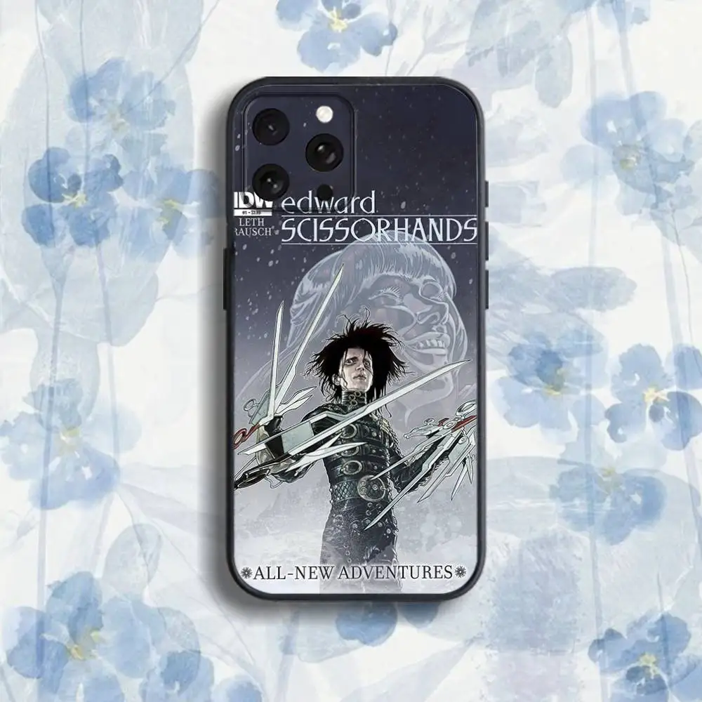 Чехол для телефона E-Edward S-Scissorhands для iPhone 17,16,15,14,13,12,Pro,Max,Plus,E,SE4,Air,Mini Black Soft Box