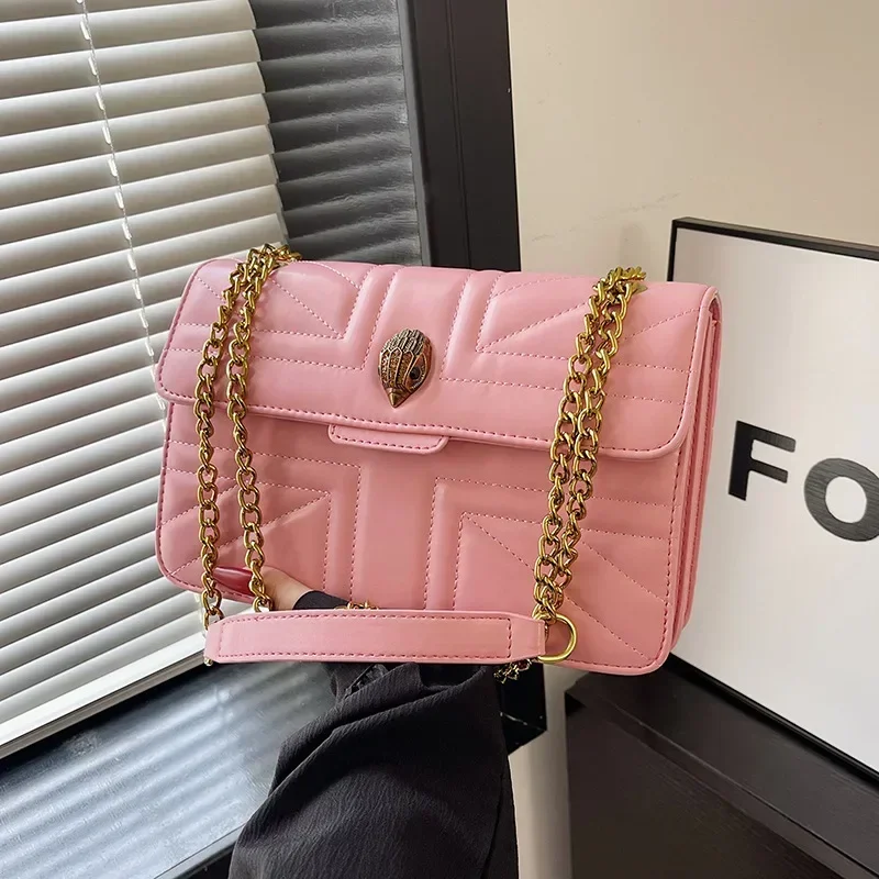 Kurt Geiger London luksusowy projektant głowa orła nici do haftowania osobowości tekstura damska Crossbody na ramię mała torba kwadratowa