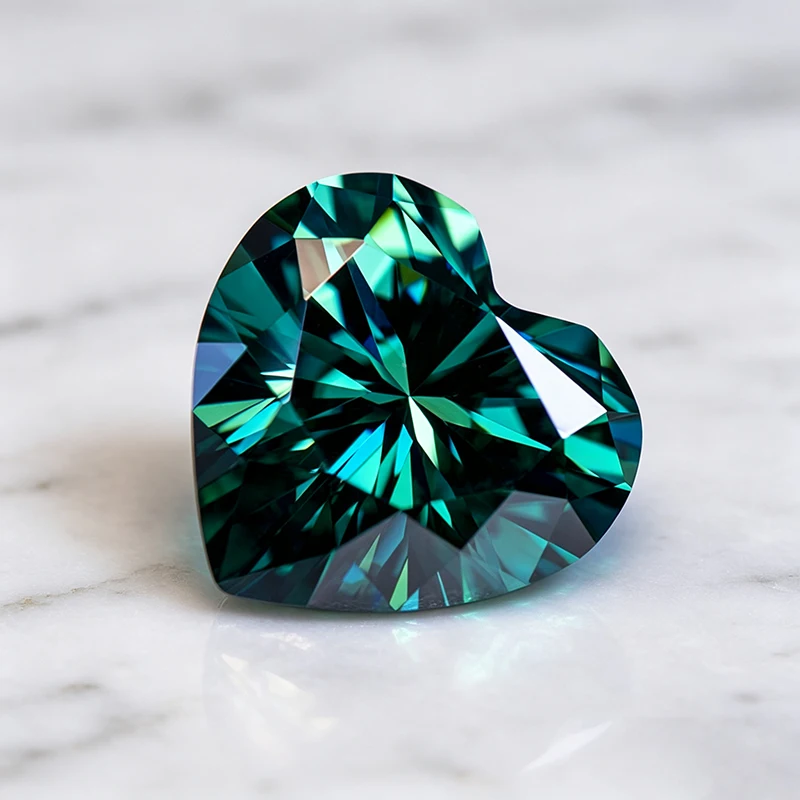 Moissanit-Stein Natürlicher Smaragdgrüner Herzschliff-Edelstein für DIY-Schmuck, Ringe, Ohrringe, Herstellungsmaterialien mit Zertifikat – Detail 4