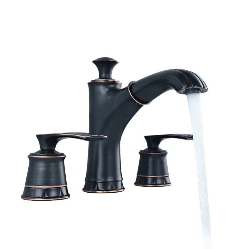 

Бытовая ванная комната в европейском стиле, смеситель для умывальника, смеситель с тремя отверстиями для горячей и холодной воды