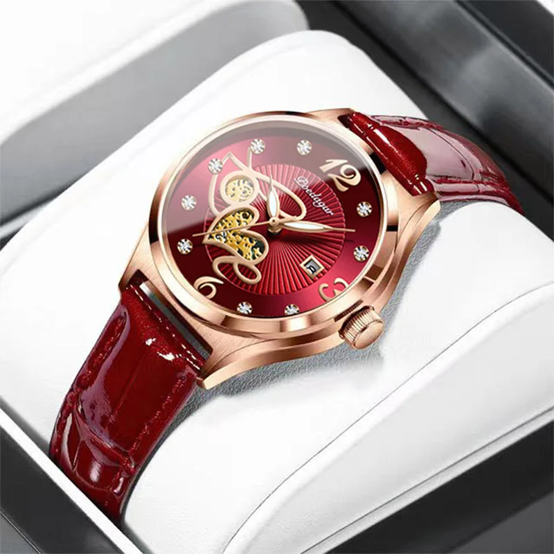 POEDAGAR Elegant Ladies Watch Small Dial Luxury Rose Gold Leather Strap Female Watches Top Brand Waterproof Quartz Clock Women