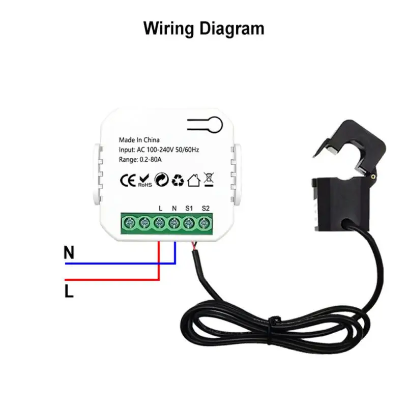 Tuya Zigbee WiFi Smart Energy Meter 80A Current Transformer Clamp Smart Home Automation Power Monitor Electricity Statistics