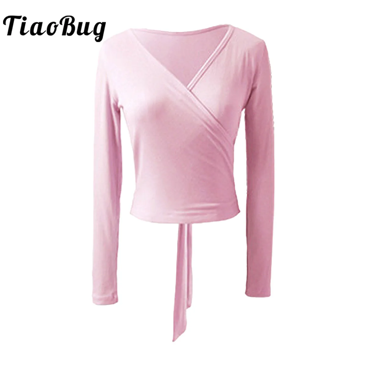 Women Girls Ballet Leotards Coat Wrap Tops Long Sleeve Ballet Dance Gymnastics Overall Sweaters Lace-up Warm Up Cardigan