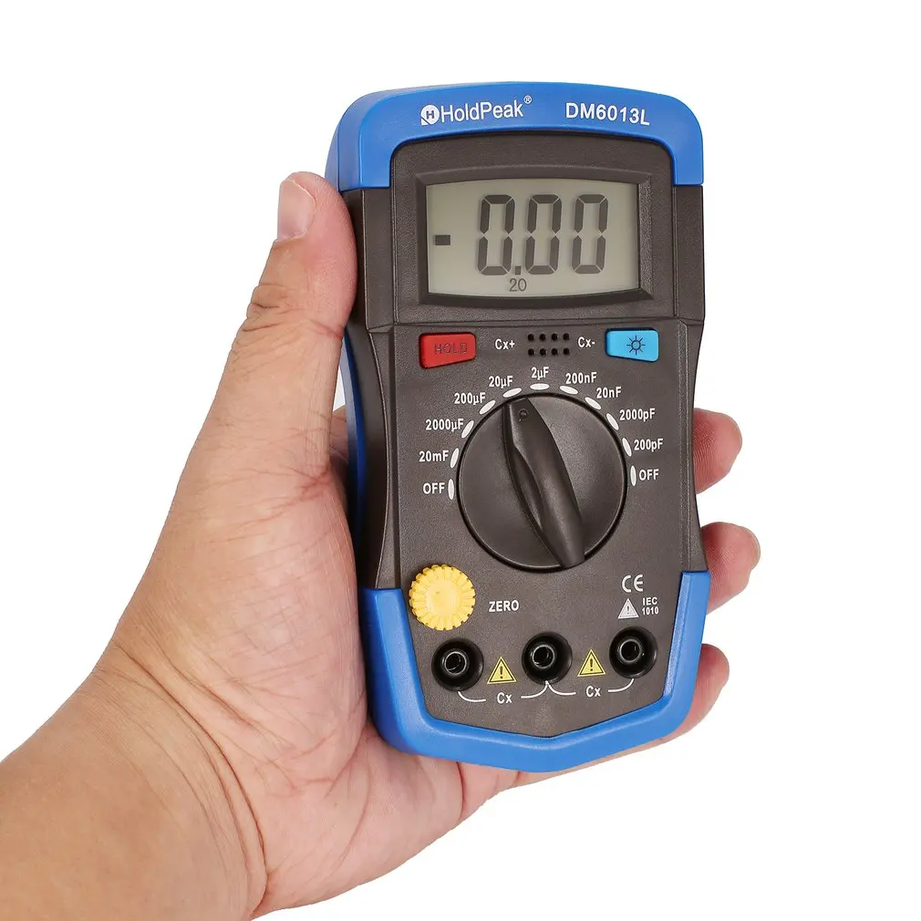 Medidor de Capacitor de Capacitância Digital Portátil Dm6013l Testador de 1999 Contagens 200pf20mf Luz de Fundo de Retenção de Dados