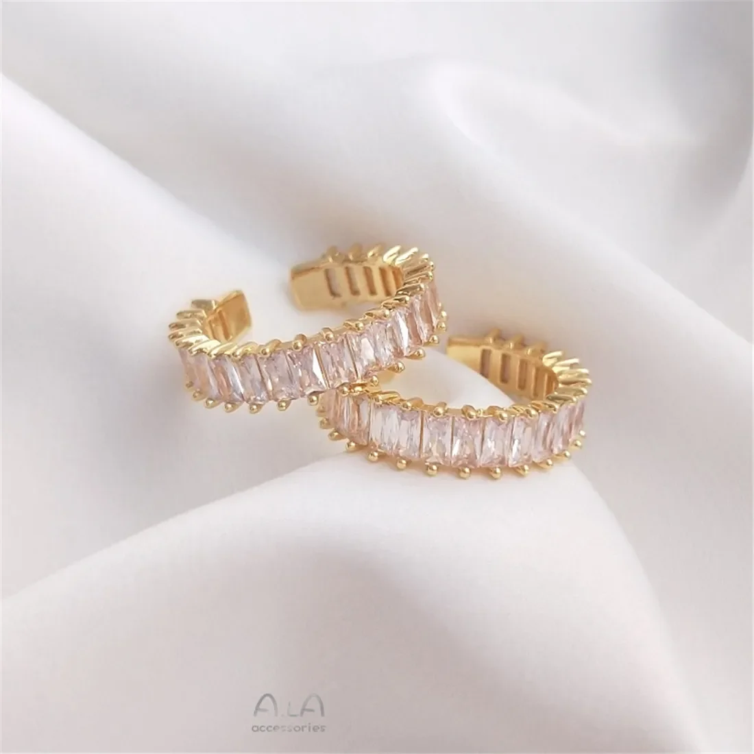 

Diamond Ring, 14K Gold-Color T Square Zircon Ring, Fashion Trend, Ins, Light Luxury, Cold Wind, High-end Index Finger Open Ring