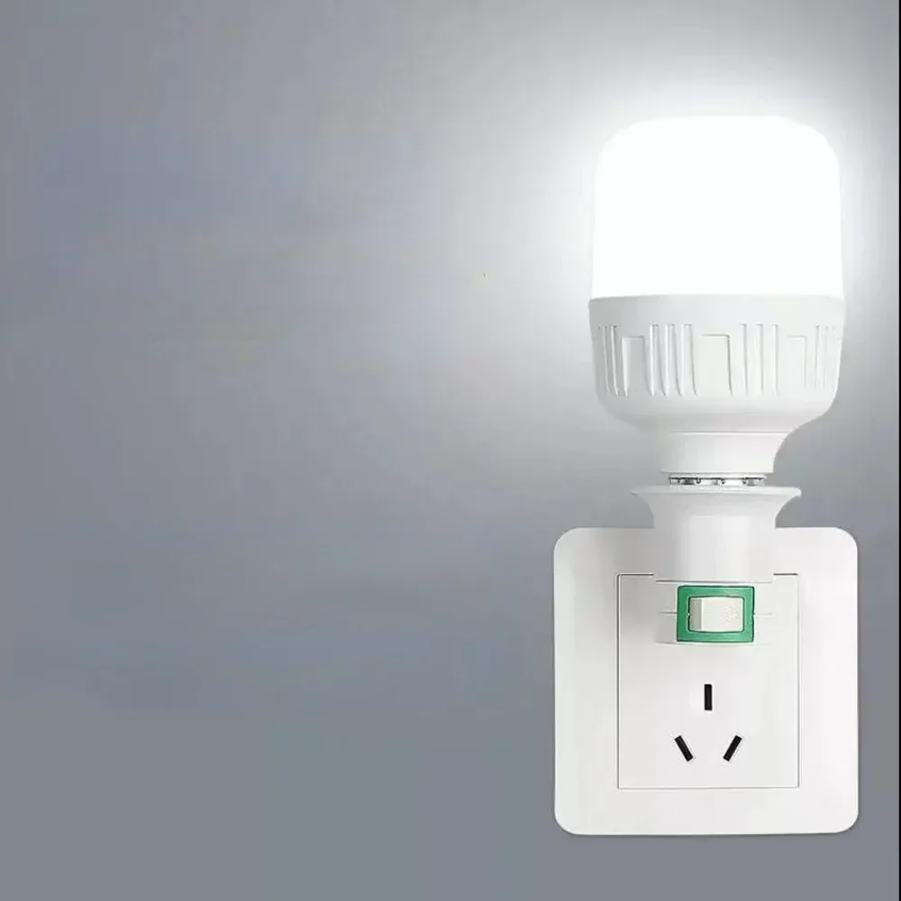 Lâmpada LED economizadora de energia com interruptor, parafuso E27, EUA, plugue EU, conversão noturna pequena, cabeça de lâmpada, suporte da lâmpada de parede