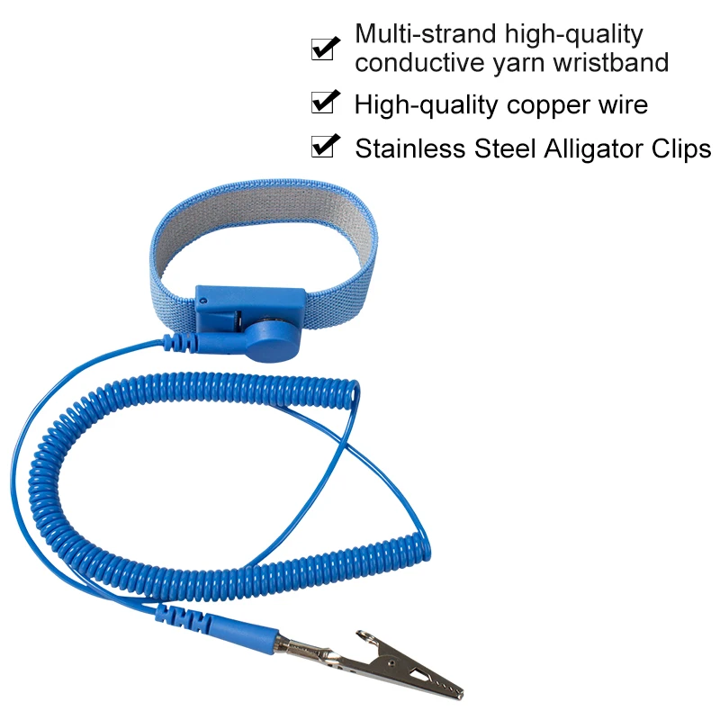 Topforza 3Meter Anti-static Wrist Strap Esd Bracelet Antistatic Grounding Wristband Electrostatic Discharge Hand Tool for Repair