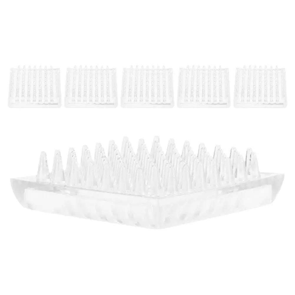 6Pcs Transparent Square Anti-Slip Furniture Leg Cups Spiked Base Carpet Protector for Sofa Chair Table Feet Floor Damage